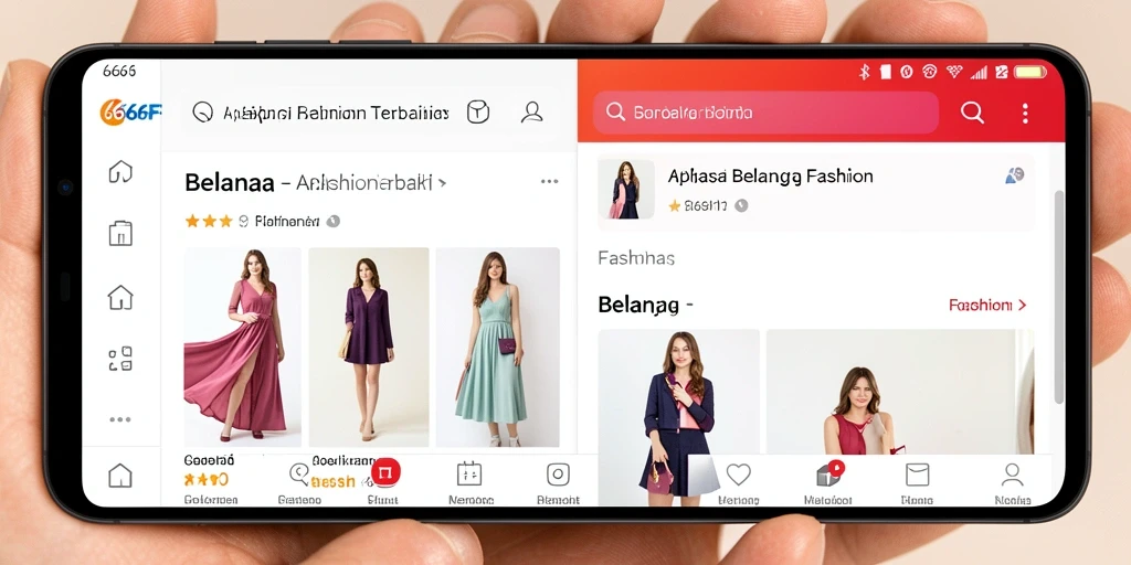 Tampilan antarmuka aplikasi Fashion yang modern dan menarik.