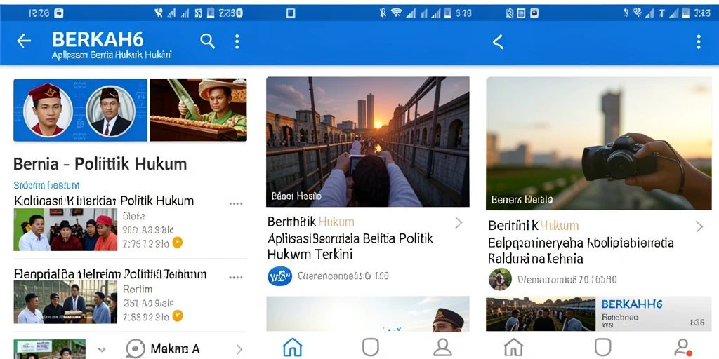 Antarmuka aplikasi BERKAH6 untuk berita politik dan hukum.