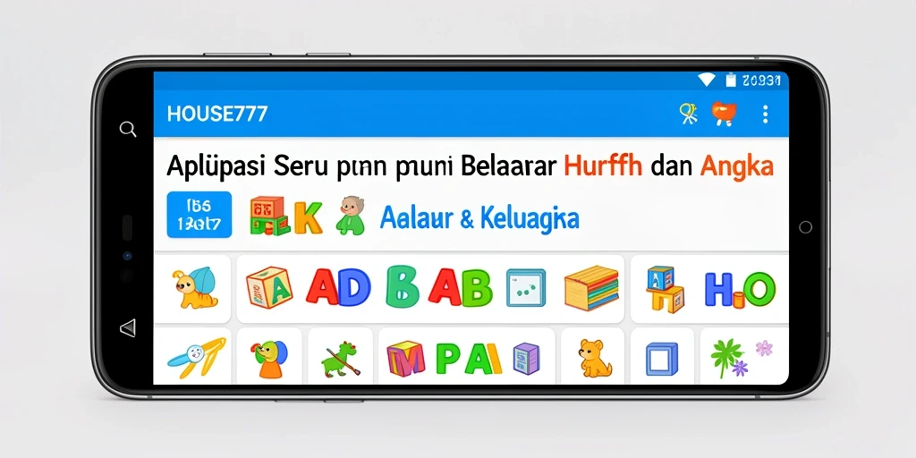 Tampilan antarmuka <strong>HOUSE777</strong> yang ceria dan edukatif untuk anak-anak.