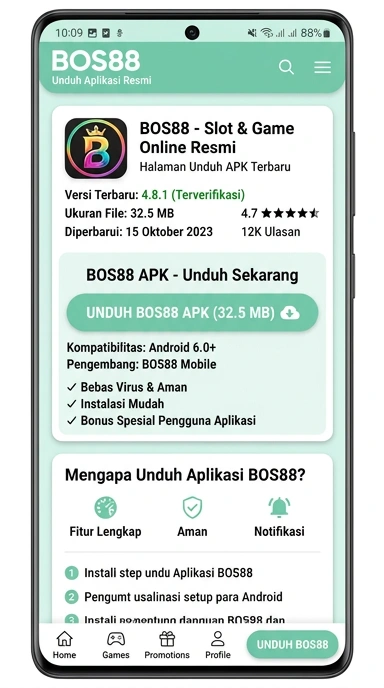 Tampilan halaman APK bos88