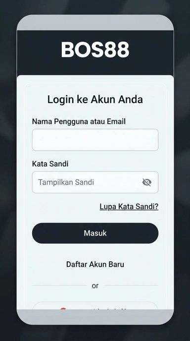 Tampilan halaman login bos88