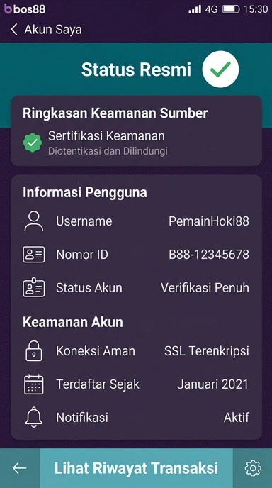 Tampilan kanal resmi bos88